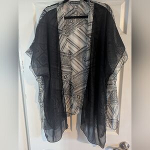 Chic Black and Gray Sheer Women's Top